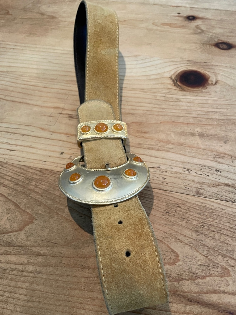 VTG Express Internat’l Compagnie Made in Italy Leather Belt Jewel Western Boho S - Picture 3 of 12